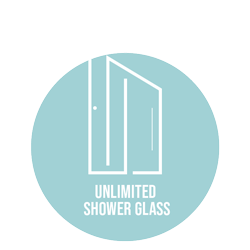 unlimited shower glass logo white green unlimitedshowerglass.com